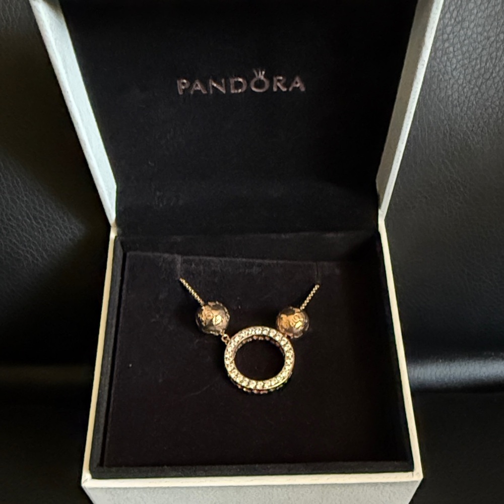 Pandora Gold Necklace with Sparkling Accents